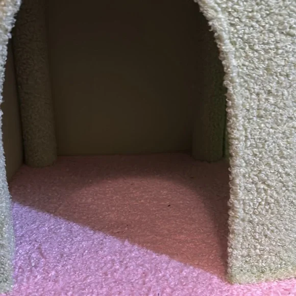 A pink and green flower cat tree!